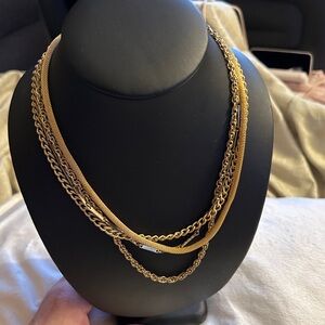 Vintage Stunning Signed TAN by COBAYLEY Multi Gold Tone Chain Necklace Layered